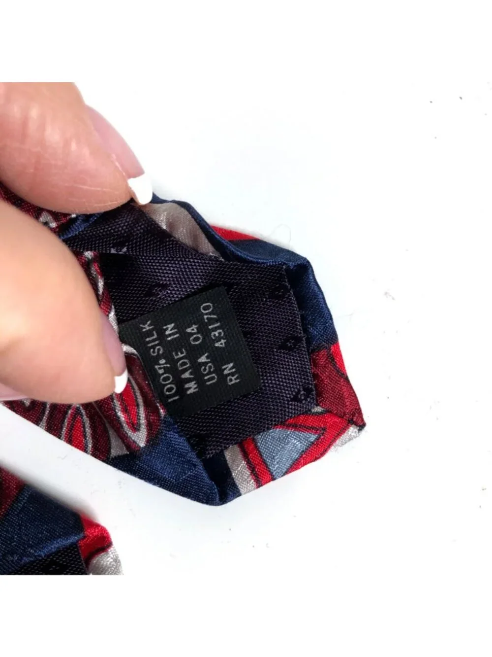 Silk Accents Blue Red Geometric Mens Silk Tie Accessory Office Work Dad Gift USA